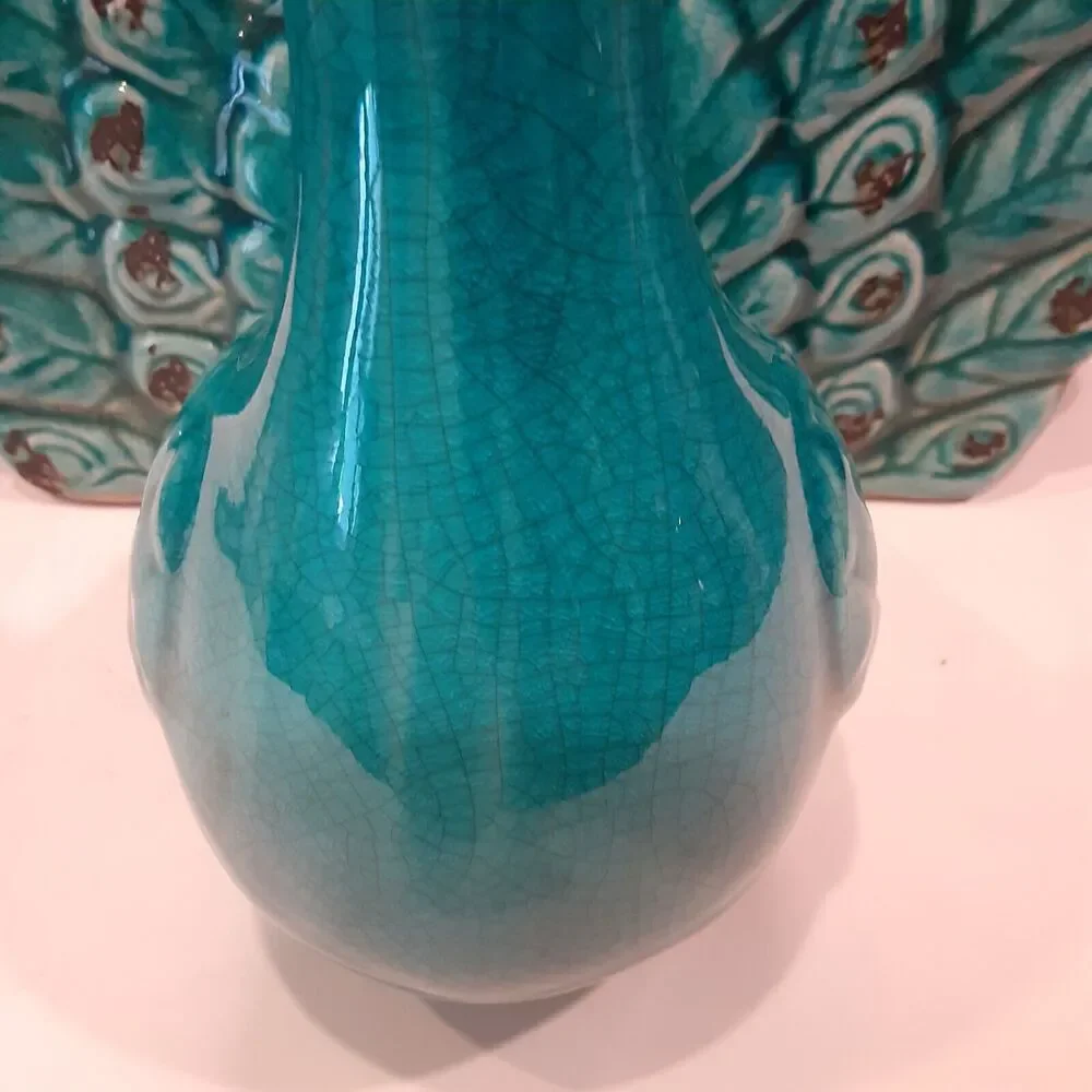 Vintage Italian Majolica Peacock Stunning Unique 11